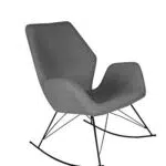 HOMEXPERTS Schaukelstuhl VICTOR / Sessel mit Webstoff-Bezug in Grau mit Ziernaht / Beine Schwarz Metall / Polsterstuhl / Polstersessel / Stuhl / Wohnzimmermöbel / 74 x 94 x 85 cm