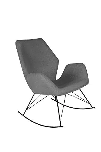 HOMEXPERTS Schaukelstuhl VICTOR / Sessel mit Webstoff-Bezug in Grau mit Ziernaht / Beine Schwarz Metall / Polsterstuhl / Polstersessel / Stuhl / Wohnzimmermöbel / 74 x 94 x 85 cm