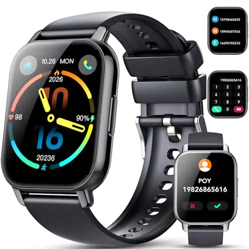 Smartwatch Hoxe mit Telefonfunktion und 100+ Sportmodi - IP68 Wasserdicht - Herzfrequenz und Schlafmonitor - Android und iOS - Sportuhr