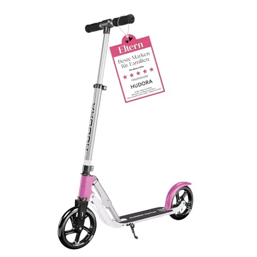 HUDORA BigWheel Pure Scooter - Stabiler Aluminium-Roller mit Ständer - Höhenverstellbarer Cityroller bis 100kg - Für Jugendliche & Erwachsene.