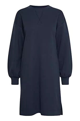 Ichi IHJICINTA SW DR Damen Sweatkleid Freizeitkleid Kleid Sweatkleid Rundhalsausschitt Regular-Fit