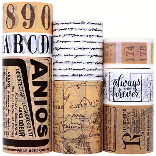 Vintage Washi Tape Set - Antike Japaner Masking Tapes für Dekoratives Bullet Journals und Scrapbooking