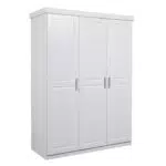 Inter Link - Kleiderschrank - Drehtürenschrank - Wäscheschrank - Garderobenschrank - Schlafzimmerschrank - 3 Türen - Kiefer massiv - Magnus - Weiß lackiert