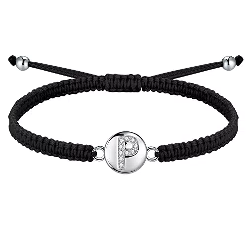 Endéar Handgemachtes Buchstabenarmband aus 925er Silber für Damen - Verstellbares Geflochtenes Armband - Geburtstagsgeschenk