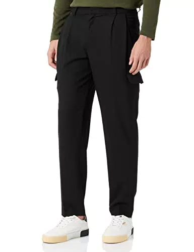 JACK&JONES Pants Studio Mens Black Cargo Pants