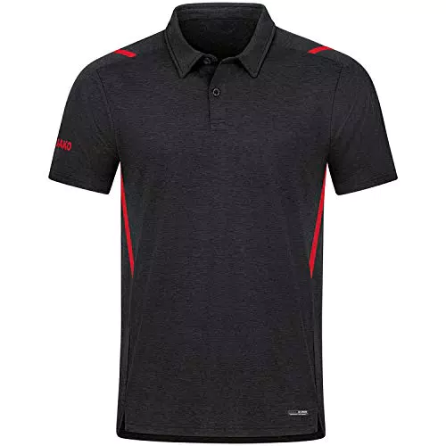 JAKO Herren Polo Challenge Shirt - Schwarz/Rot - Größe XXL