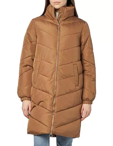 JDY Damen Lange Gesteppte Jacke JDYNEWFINNO OTW - Toasted Coconut