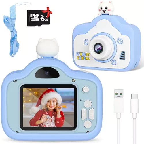 Kinderkamera Jinbeel mit 32GB SD-Karte, 20MP & 1080P HD Selfie Digitalkamera für Kinder, 2.0”-Bildschirm, Fotoapparat für 3-12 Jahre Jungen und Mädchen.
