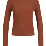 JXX Damen JXTAYA LS Rippstrick Pullover mit Rundhalsausschnitt, Braun