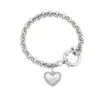 JOOP! Damen Armband aus 925 Sterling Silber mit Zirkonia Herz-Anhänger