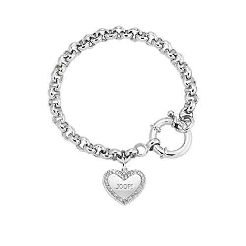 JOOP! Damen Armband aus 925 Sterling Silber mit Zirkonia Herz-Anhänger