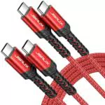 JSAUX USB C auf USB C Kabel 100W/5A PD Ladekabel Schnellladekabel Kompatibel mit iPhone 15 Plus/15 Pro Max Samsung Galaxy S24 S23 A54 MacBook Pro M3 iPad Pro Steam Deck Rog Ally Pixel Rot