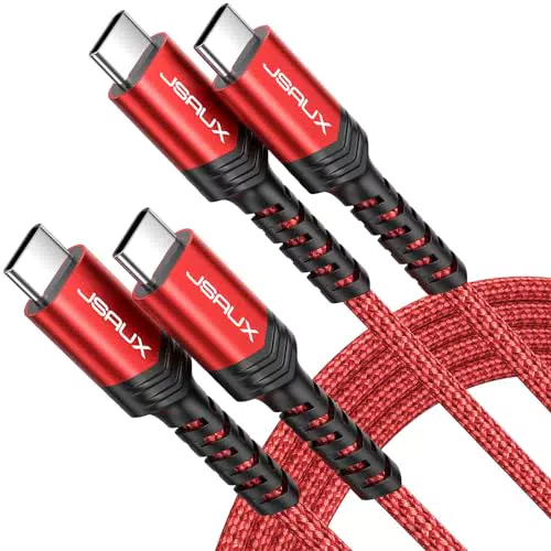 JSAUX USB C auf USB C Kabel 100W/5A PD Ladekabel Schnellladekabel Kompatibel mit iPhone 15 Plus/15 Pro Max Samsung Galaxy S24 S23 A54 MacBook Pro M3 iPad Pro Steam Deck Rog Ally Pixel Rot