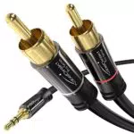 KabelDirekt 10 m Klinke-Cinch-Adapterkabel, Aux/3, 5 mm auf 2x Cinch/RCA