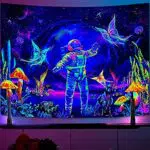 KAPTAP Blacklight Tapestry Astronaut UV Galaxy Tapestry Schmetterling Tapestry Wand Hängen Raum Tapestry Ästhetische Hippie Raum Dekor