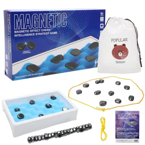 Kayuneed Schachbrett Magnetisch Tisch, Magnetisches Puzzle Schachspiel