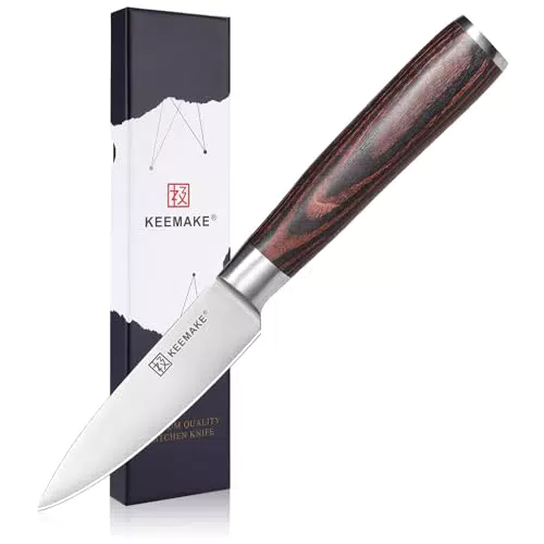 KEEMAKE Schälmesser Gemüsemesser 9 cm Klingenlänge Profi Küchenmesser Messer Obstmesser aus deutschem hochwertigem Edelstahl
