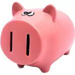 Keramik Spardose als klassisches Sparschwein - Sparfigur - Sparbüchse - Sparschweinchen in Altrosa