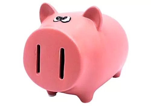 Keramik Spardose als klassisches Sparschwein - Sparfigur - Sparbüchse - Sparschweinchen in Altrosa