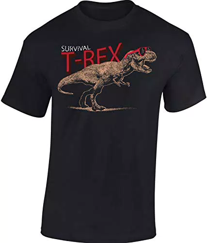 Kinder T-Shirt: Survival T-Rex - Tyrannosaurus Saurier Dino Dinosaurier - Shirt für Jungen Junge & Mädchen Geschenk-Idee zum Geburtstag für Kind Kinder Birthday Sport Jurassic