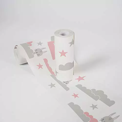 Kinderzimmer Bordüre selbstklebend Dreamy Bunny Wandbordüre mit niedlichen Hasen