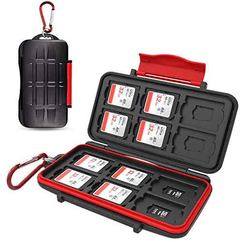 Kiorafoto 24 Slots SD Karten Aufbewahrung für 12 SD SDXC SDHC Karten + 12 Micro SD SDXC SDHC Karten