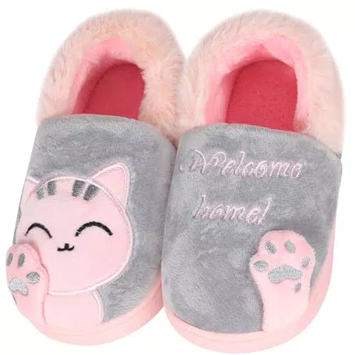 KVbabby Damen Herren Plüsch Baumwolle Hausschuhe Winter Pantoffeln mit Cartoon Katze Hause Slippers