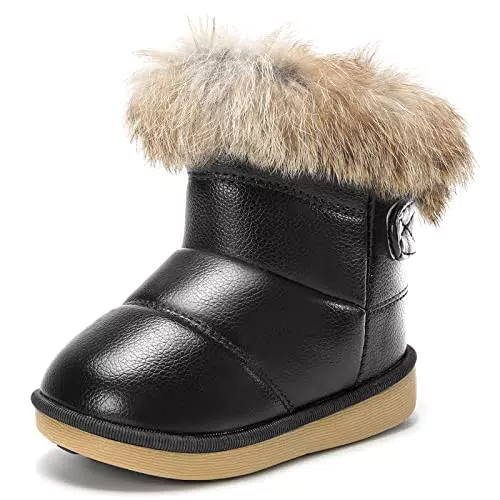 KVbaby Mädchen Warm Gefütterte Schneestiefel Baby Kinder wasserdichte Winterschuhe PU-Leder Kleinkindschuhe Weichsohlen Schlupfstiefel