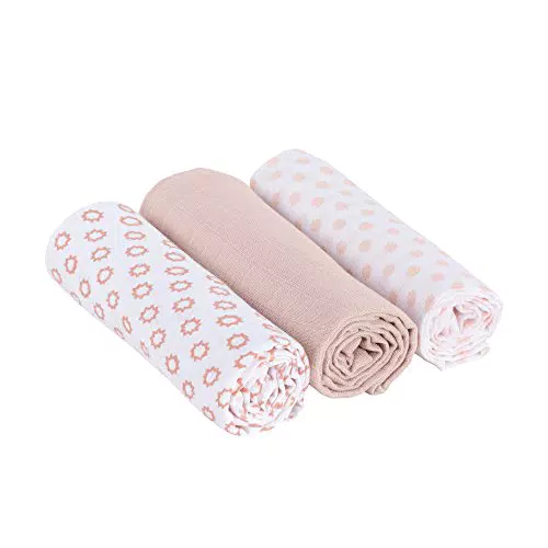 LÄSSIG Baby Puckdecke Spuckdecke Pucktuch Mulltuch weich kuschelig Baumwolle vorgewaschen/Swaddle & Burp Blanket Little Chums pink