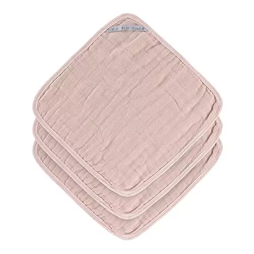 LÄSSIG Muslin Waschlappen Baumwolle 3er Set/Wash Cloth rust