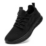 LANGFEUU Sneaker Herren Laufschuhe Turnschuhe Tennis Running Schuhe Sportschuhe Freizeit Straßenlaufschuhe Fashion Leichtgewichts Atmungsaktiv Walkingschuhe Fitness Jogging Schuhe Schwarz