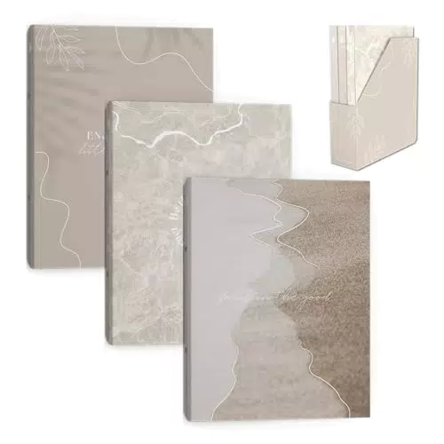Lebenskompass Ringordner Set mit Stehsammler - Din A4 Ordner schönem 3 Farben Design 3er-Pack mit 4cm Rückenbreite