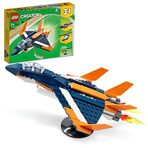 LEGO Creator 3-in-1 Überschalljet, Flugzeug, Hubschrauber und Boot - Spielzeug ab 7 Jahren