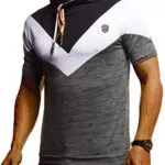Leif Nelson Herren Sommer T-Shirt mit Kapuze Slim Fit Baumwolle-Anteil Schwarz Large.