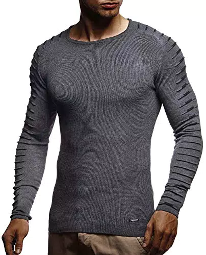 Leif Nelson Strickpullover Herren Rundhals - Dünner Männer Strick Pullover für Winter & Sommer - Coole Crewneck Männer Pullover