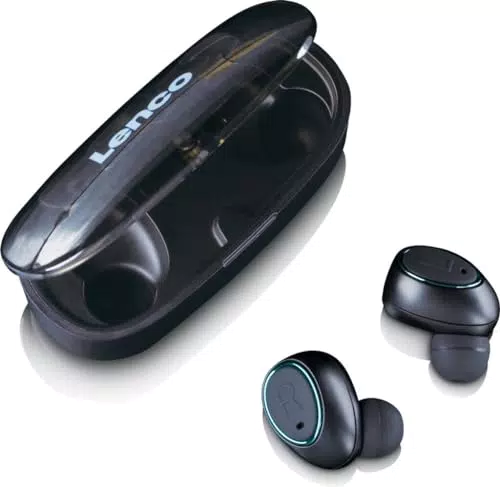 Lenco EPB-410 Bluetooth Kopfhörer True Wireless In-Ear mit Lade-Etui - IPX4 Wasserdicht - Schwarz
