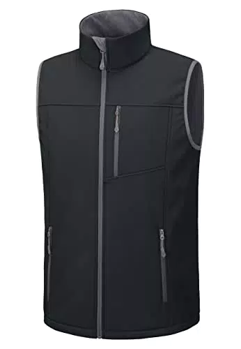Libin Herren Softshell Weste Golfweste Outdoor Fleece Gefüttert Ärmellos Jacke Winddicht Wasserdichte Weste für Laufen Wandern Reißverschlusstaschen