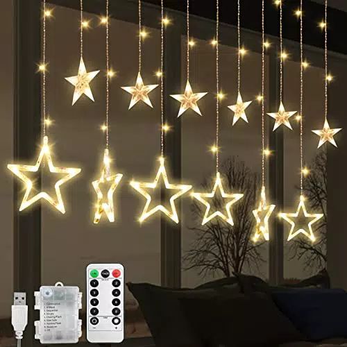 Weihnachtslichterkette mit Sternen - Innen/Außen - Wasserdicht - 8 Modi - Weihnachtsdeko
