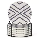 LIFVER Keramik Untersetzer-Set mit Korkboden und Halter - Absorbierende Untersetzer für Getränke und Deko