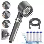 LIIGOU Wassersparender Duschkopf Handbrause Dusche mit Schlauch 1.5M Duschkopf Massage mit Filter 3 Modi und Wasserstopp für Badezimmer/Spa
