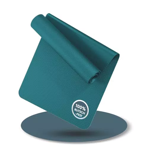 LILENO SPORTS Yoga Matte Türkis - Sport und Yogamatte extra rutschfest in 4 mm Dicke - Gymnastikmatte und Fitnessmatte für Workout und Yoga - Sportmatte für Zuhause