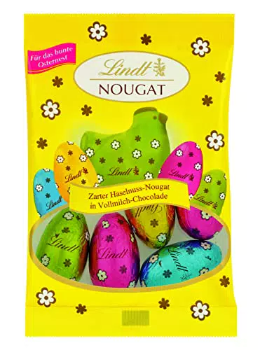 Lindt Schokolade Deko Edition Eier - Zarte Haselnuss-Nougat Eier in Vollmilch-Schokolade
