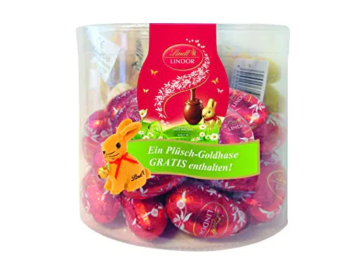 Lindt Schokolade LINDOR-Eier mit zartschmelzender Füllung und Plüsch-Osterhase
