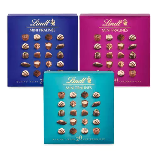 Lindt Schokolade - Mini Pralinés, 8 x 180 g, Pralinen-Schachteln in 3 Varianten mit 36 Pralinen in 9 köstlichen Sorten