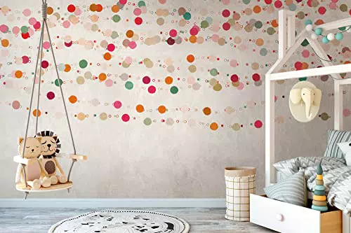 Livingwalls Fototapete Punkte Kinderzimmer Beige Orange Rosa 383051 The Wall 2