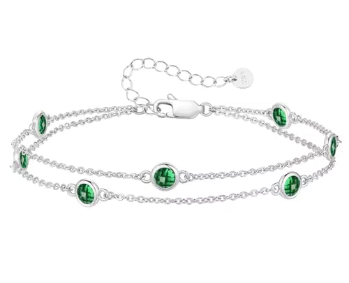 Armband Layered mit Geburtsstein Anhängern aus 925 Sterling Silber - Louisa's Secret