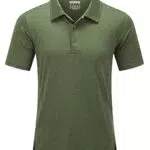 MAGCOMSEN Herren Polohemd Meliert Sportshirts Atmungsaktiv Poloshirt Golf Kurzarm T-Shirts Herren Lässig Sommershirt Leicht Outdoor Tops Quick Dry Trainingsshirts Armeegrün