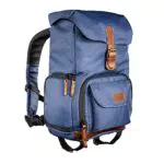 Mantona Luis Junior Retro Fotorucksack mit Echtleder-Applikationen und Regenschutzhülle