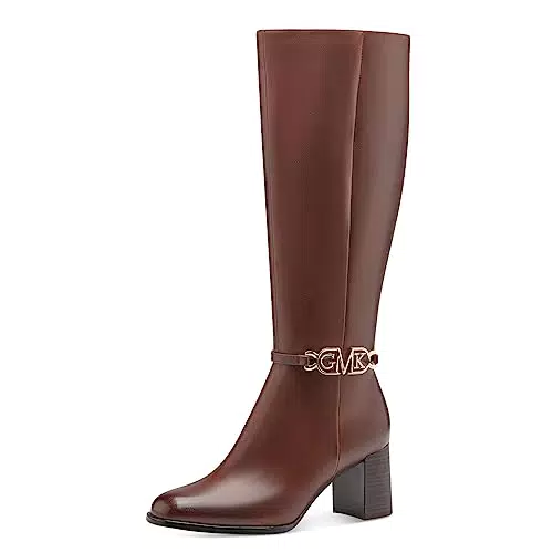 MARCO TOZZI Damen Langschaftstiefel mit Absatz bis zum Knie, Braun