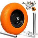 MASKO PU Schubkarrenrad Vollgummi 200 kg pannensicher 4.80/4.00-8 Ø 390mm Achse Ersatzrad Gummirad Stahlfelge Reifen pannensicher für Schubkarre Gartenkarren pannensicheres PU Rad